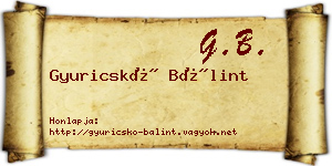 Gyuricskó Bálint névjegykártya